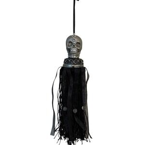 Department 56 Skull Skeleton Tassel Rhinestone‎ Beading Gothic Halloween Black
